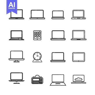 A Collection of Black and White Laptop and Device Icons