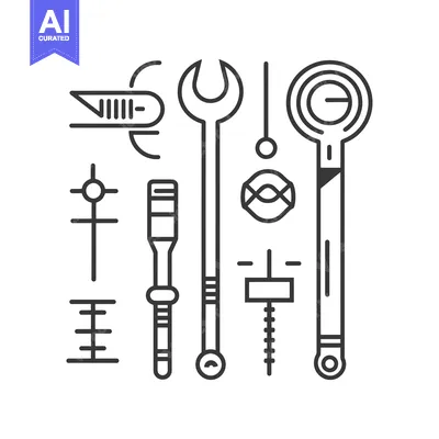 A Collection of Black and White Line Art Tools