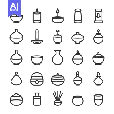 Aset premium populer: A Collection of Black and White Line Drawings of Different Types of Va