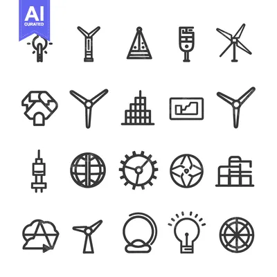 Aset desain premium: A Collection of Black and White Line Icons Depicting Various Concepts
