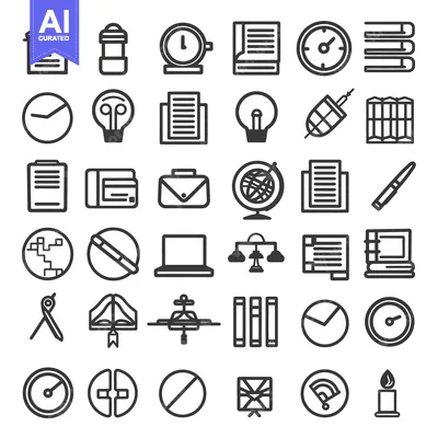 A Collection of Black and White Line Icons Representing a Variety of O