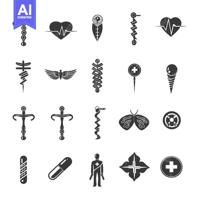 Premium design asset: A Collection of Black and White Medical Symbols