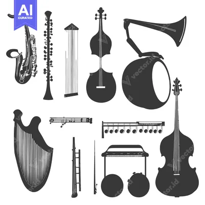 Popular premium asset: A Collection of Black and White Musical Instruments