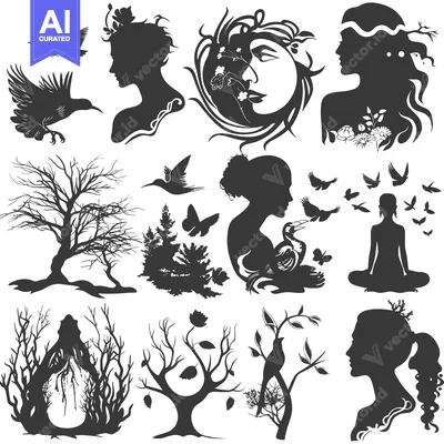 A Collection of Black and White Nature Silhouettes