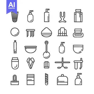A Collection of Black and White Outline Icons Depicting Various Everyd