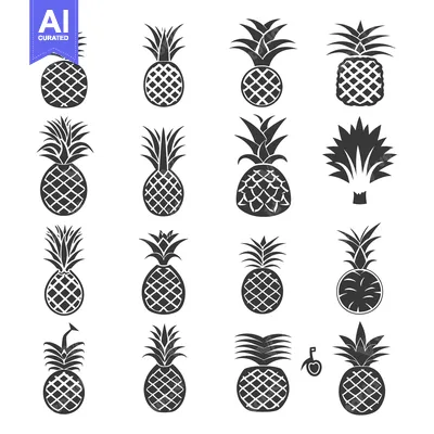 A Collection of Black and White Pineapple Icons