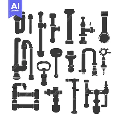 Premium design asset: A Collection of Black and White Plumbing Pipe Silhouettes