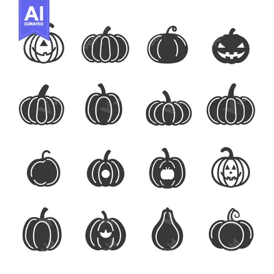 Aset premium populer: A Collection of Black and White Pumpkin Icons