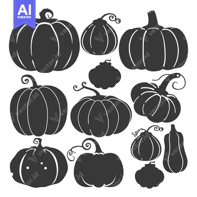 Popular premium asset: A Collection of Black and White Pumpkin Silhouettes
