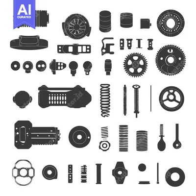 Popular premium asset: A Collection of Black and White Silhouettes of Car Parts