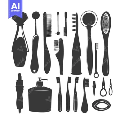 Aset premium populer: A Collection of Black and White Silhouettes of Cleaning and Hygiene To