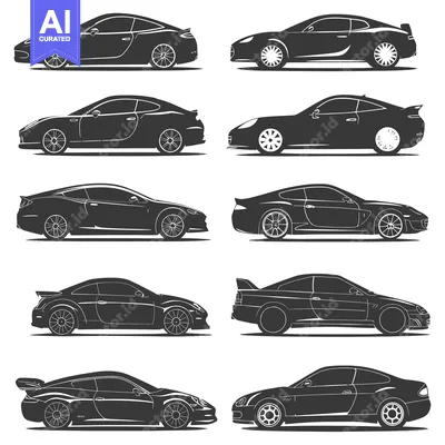 Popular premium asset: A Collection of Black and White Silhouettes of Sports Cars