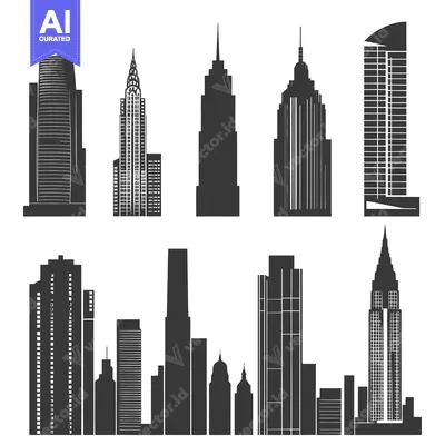 A Collection of Black and White Skyscraper Silhouettes