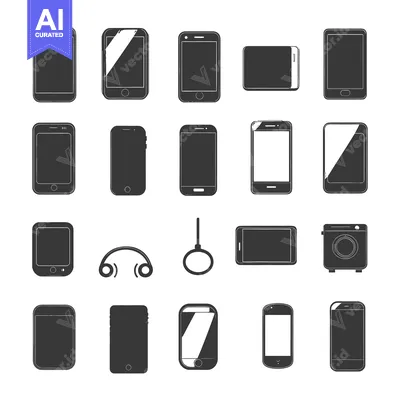 Aset premium populer: A Collection of Black and White Smartphone Illustrations