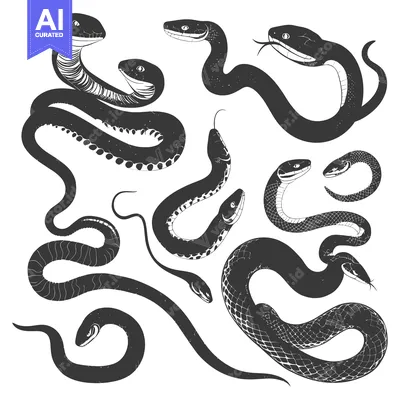 Popular premium asset: A Collection of Black and White Snake Illustrations