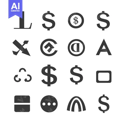 Aset desain premium: A Collection of Black and White Symbols and Icons