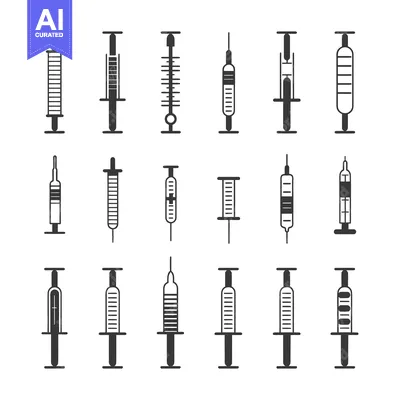 Premium design asset: A Collection of Black and White Syringe Icons
