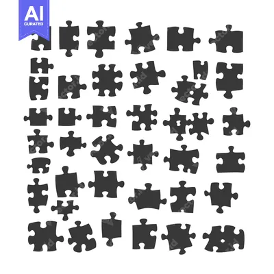 Premium design asset: A Collection of Black Puzzle Pieces on a White Background
