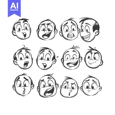 A Collection of Cartoon Faces Displaying Various Expressions