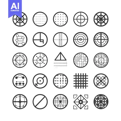Aset desain premium: A Collection of Circular and Geometric Target Icons