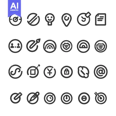 Premium design asset: A Collection of Circular Icons with Various Symbols and Designs