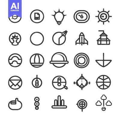 Popular premium asset: A Collection of Circular Line Icons with Various Designs