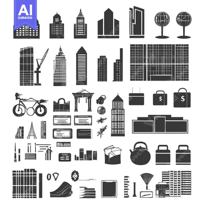A Collection of Cityscape and Business-Related Icons