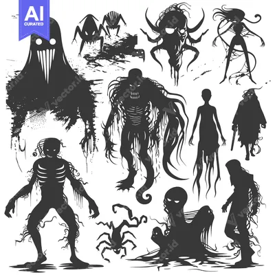 A Collection of Creepy and Eerie Monster Silhouettes