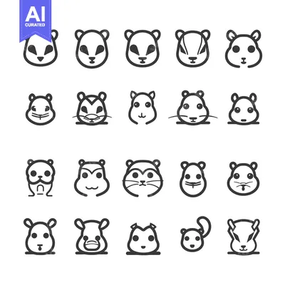 Premium design asset: A Collection of Cute Cartoon Hamster Faces in Different Poses