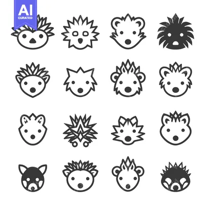 Aset desain premium: A Collection of Cute Hedgehog Illustrations in Various Styles