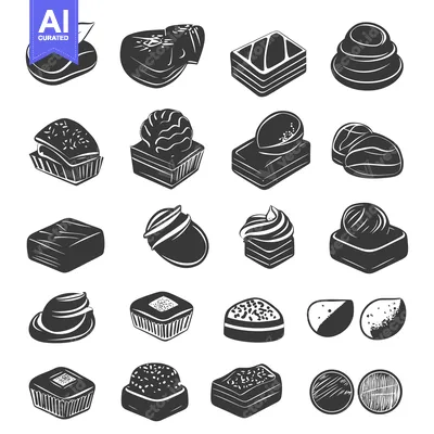 Aset desain premium: A Collection of Delicious Black and White Chocolate Candies