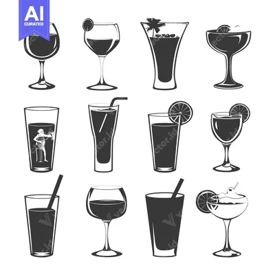 A Collection of Different Cocktails and Drinks in Silhouette