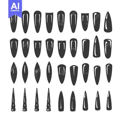Aset premium populer: A Collection of Different Nail Shapes for Manicures