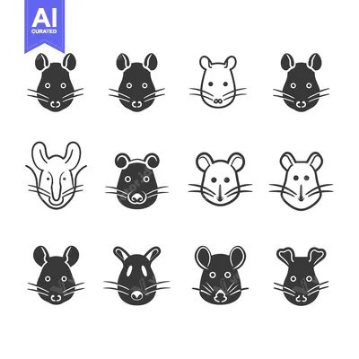 Aset desain premium: A Collection of Different Rat Faces in Various Styles