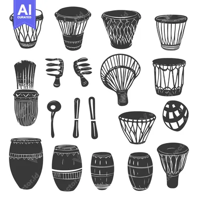 Aset premium populer: A Collection of Different Styles of African Drums and Percussion Instr