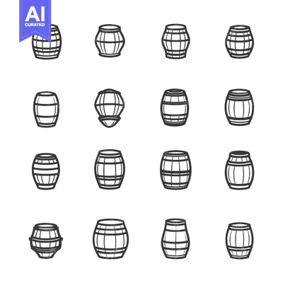 Aset premium populer: A Collection of Different Styles of Wooden Barrels