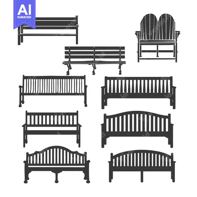 Aset desain premium: A Collection of Different Styles of Wooden Benches