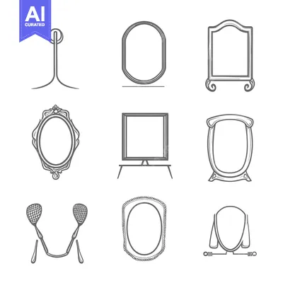 Premium design asset: A Collection of Different Types of Frames with Simple Grey Outline