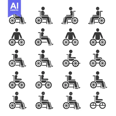 Aset desain premium: A Collection of Different Wheelchair Icon Variations
