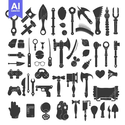 Premium design asset: A Collection of Diverse Black Silhouettes of Tools and Objects