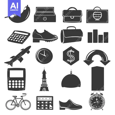 A Collection of Diverse Icons in Black Silhouette