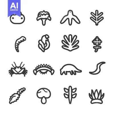 Aset desain premium: A Collection of Diverse Line Drawings Illustrating Various Subjects