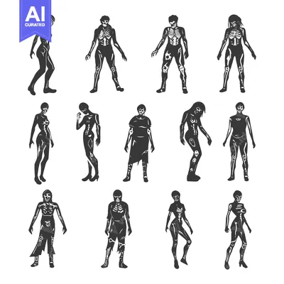 Popular premium asset: A Collection of Diverse Zombie Silhouettes in Various Poses