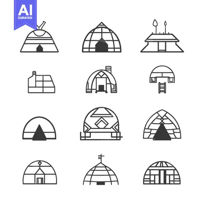 Aset desain premium: A Collection of Dome-Shaped Structures and Shelters