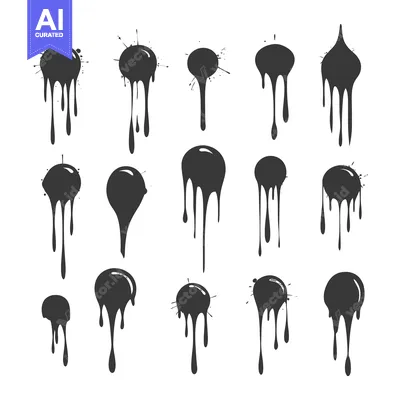 Popular premium asset: A Collection of Dripping Ink Blobs in Various Shapes and Sizes