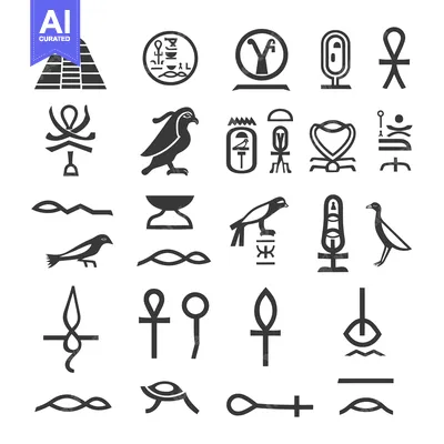 Aset desain premium: A Collection of Egyptian Hieroglyphs and Symbols
