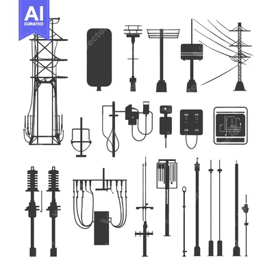 Aset desain premium: A Collection of Electrical Power Transmission and Distribution Equipme
