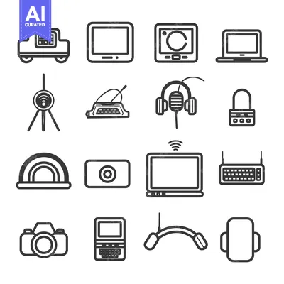 Aset premium populer: A Collection of Electronics and Communication Icons