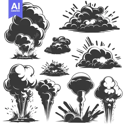 Aset desain premium: A Collection of Explosions with Smoke and Impact Effects