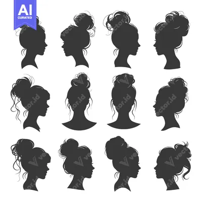 Popular premium asset: A Collection of Female Silhouettes with Bun Hairstyles